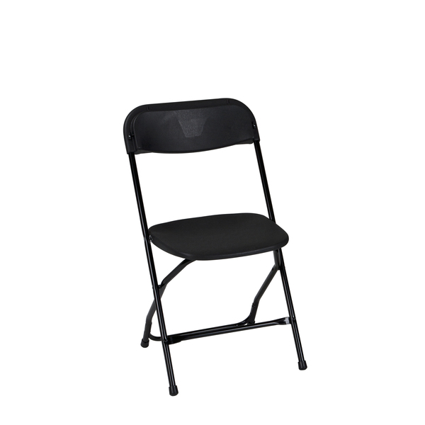 Zown Folding Chair, Stacking, Resin, Black, Banquet, PK8 60540BLK8E